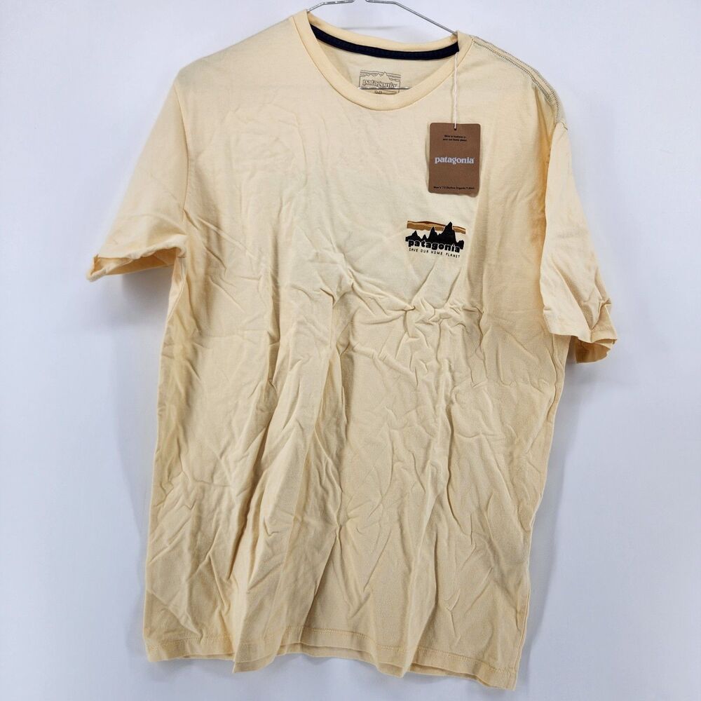 Patagonia Men's Medium Buttercup Yellow '73 Skyline Organic T-Shirt‎ NWT